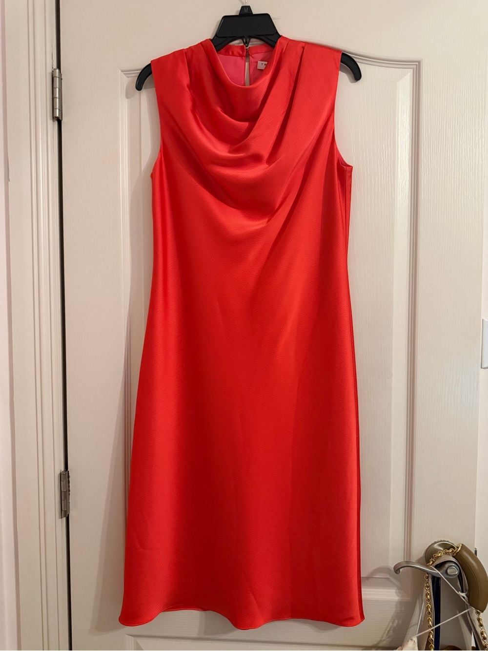 Trina Turk Vibrant Red Sleeveless Cowl Midi Dress
